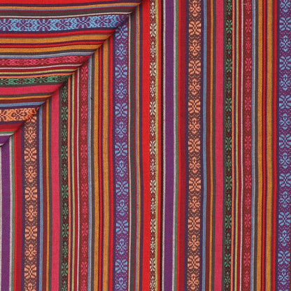 Folk pattern fabric - red and blue tones 200 g/m²