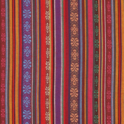 Folk pattern fabric - red and blue tones 200 g/m²