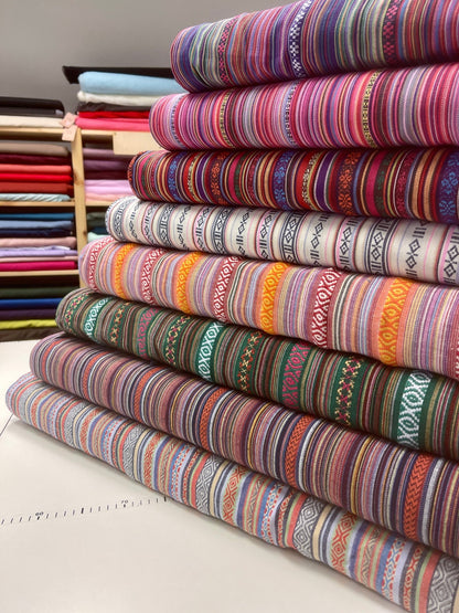 Folk-pattern fabric, purple shades 200 g/m²
