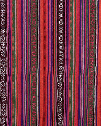 Traditional-pattern fabric - blue with red 200 g/m²