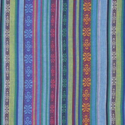 Traditional pattern fabric - blue with green 200 g/m²