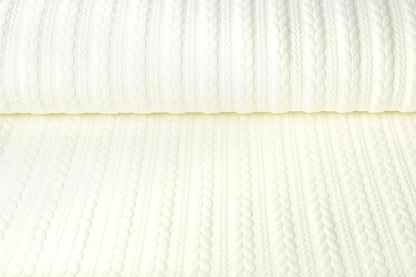 Image de tissu tricoté à motif de maille, blanc chaud – disponible en ligne chez les tissus de Charlotte