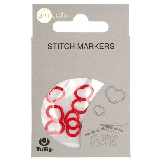 Image of Tulip stitch markers | Heart shape | M size | Red | 7 pcs – available at Šarlotes audumi