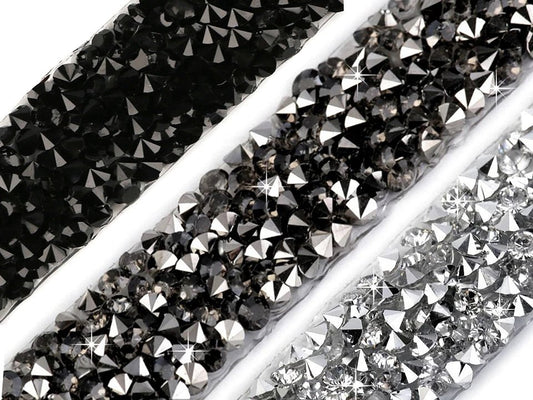 Image with iron-on ribbon with crystals, 15 mm – decorative ribbon for clothing – available online at Šarlotes audumi