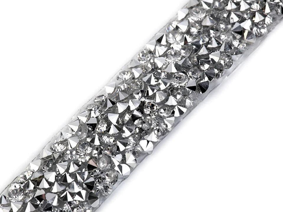 Image with iron-on ribbon with crystals, 15 mm – decorative ribbon for clothing – available online at Šarlotes audumi