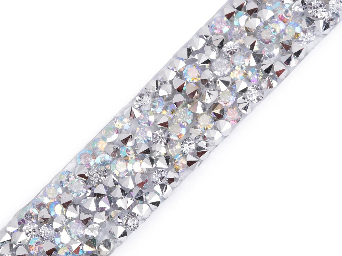 Image with iron-on ribbon with crystals, 15 mm – decorative ribbon for clothing – available online at Šarlotes audumi