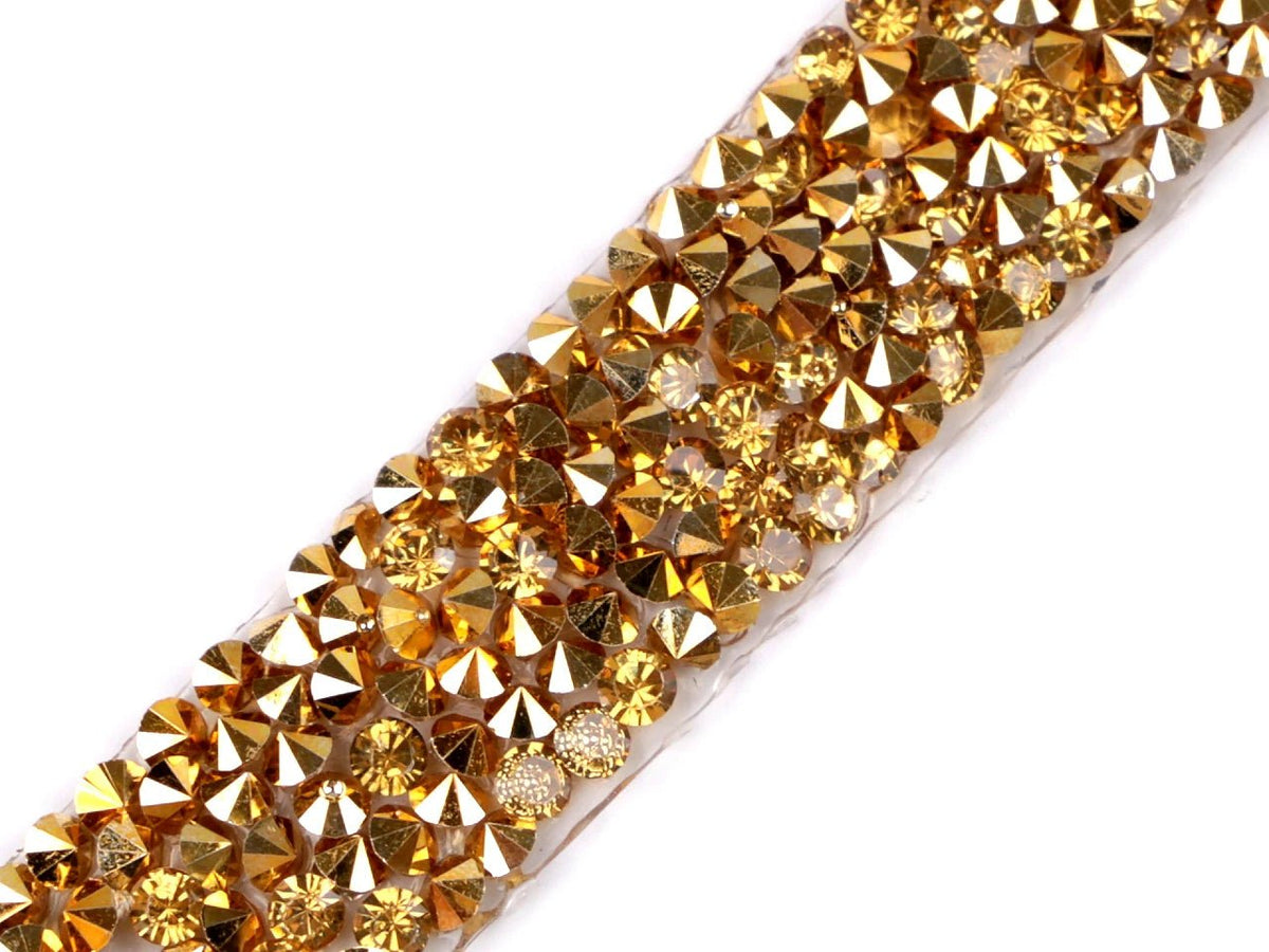 Image with iron-on ribbon with crystals, 15 mm – decorative ribbon for clothing – available online at Šarlotes audumi