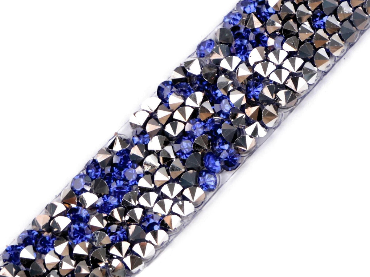 Image with iron-on ribbon with crystals, 15 mm – decorative ribbon for clothing – available online at Šarlotes audumi