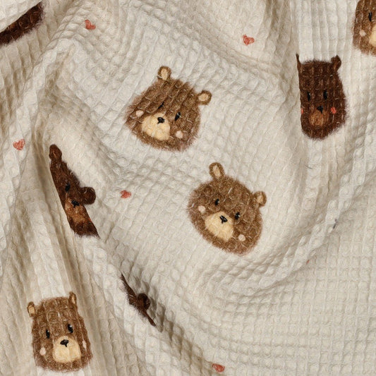 Attēls ar Vafeļaudums - lāči 185 g/m² – pieejams Šarlotes audumi