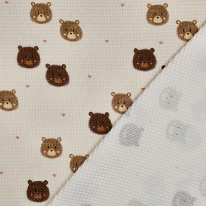 Image of waffle fabric - bears 185 g/m² – available at Šarlotes audumi