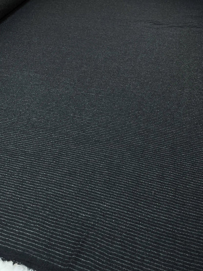 Wool fabric - black with a fine stripe 240 g/m²