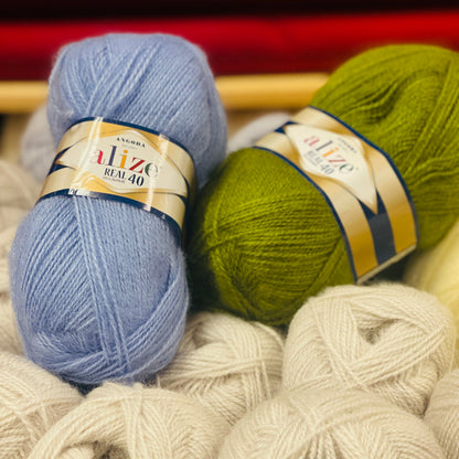 Fil de laine Alize Angora Real 40, 439 m, 100 g - ton beurre #01
