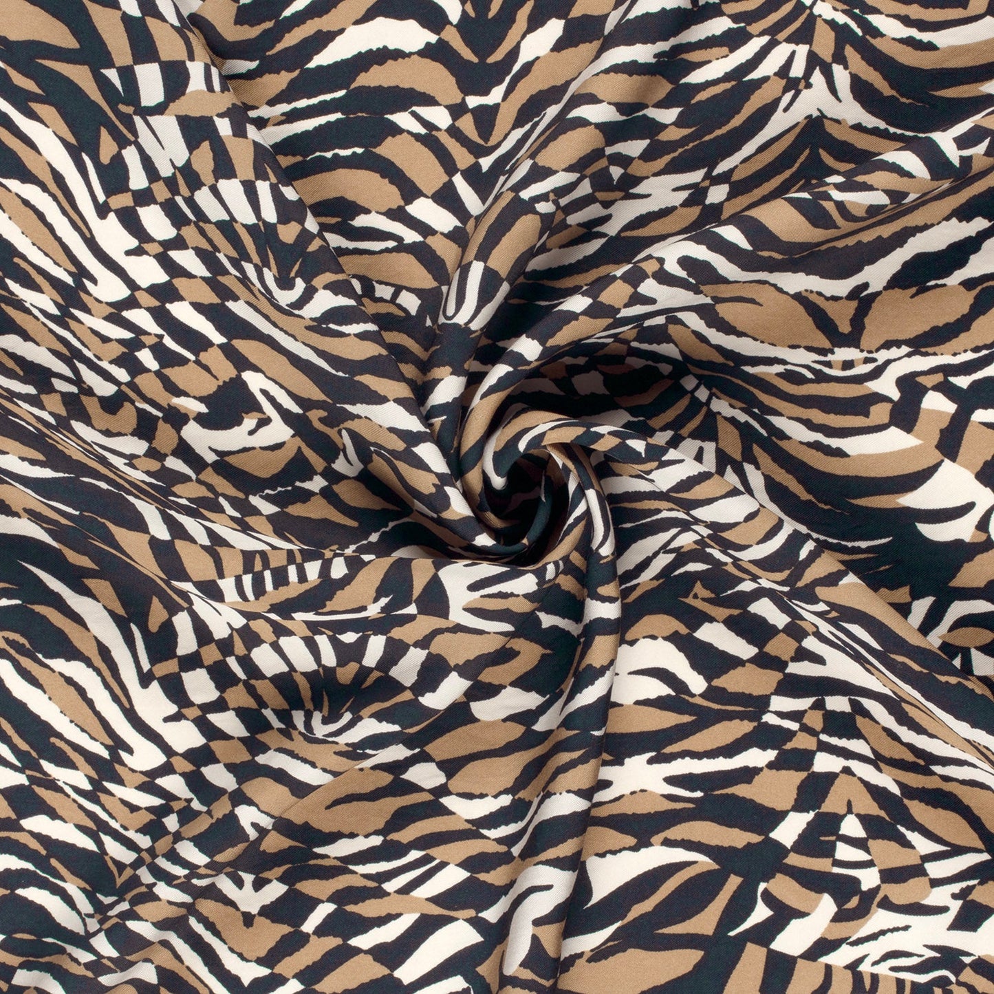 Image of viscose fabric - brown zebra pattern 125 g/m² - available at Šarlotes audumi