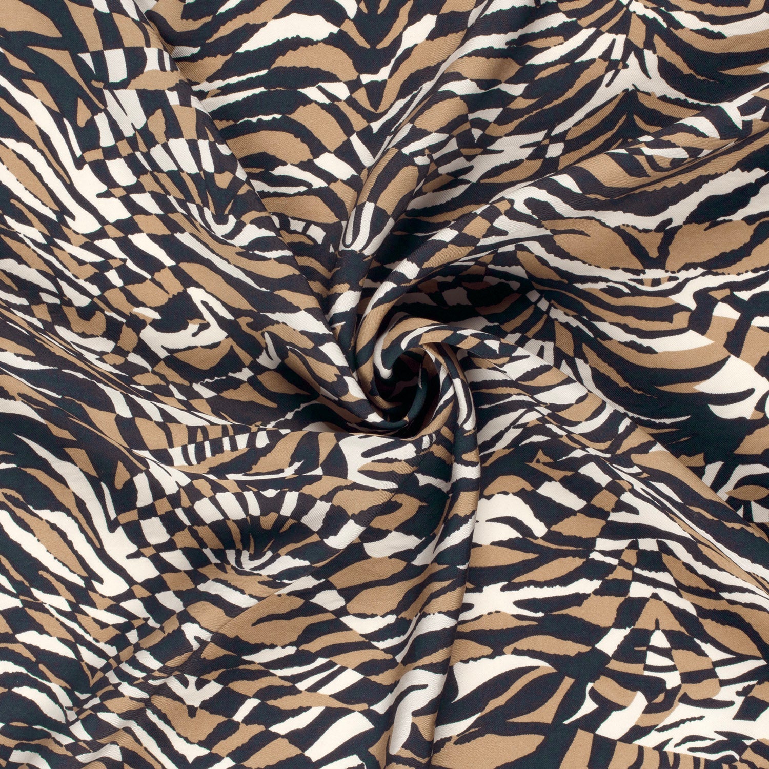 Image of viscose fabric - brown zebra pattern 125 g/m² - available at Šarlotes audumi