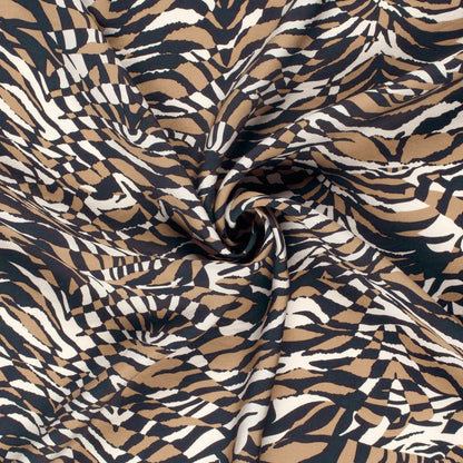 Image of viscose fabric - brown zebra pattern 125 g/m² - available at Šarlotes audumi