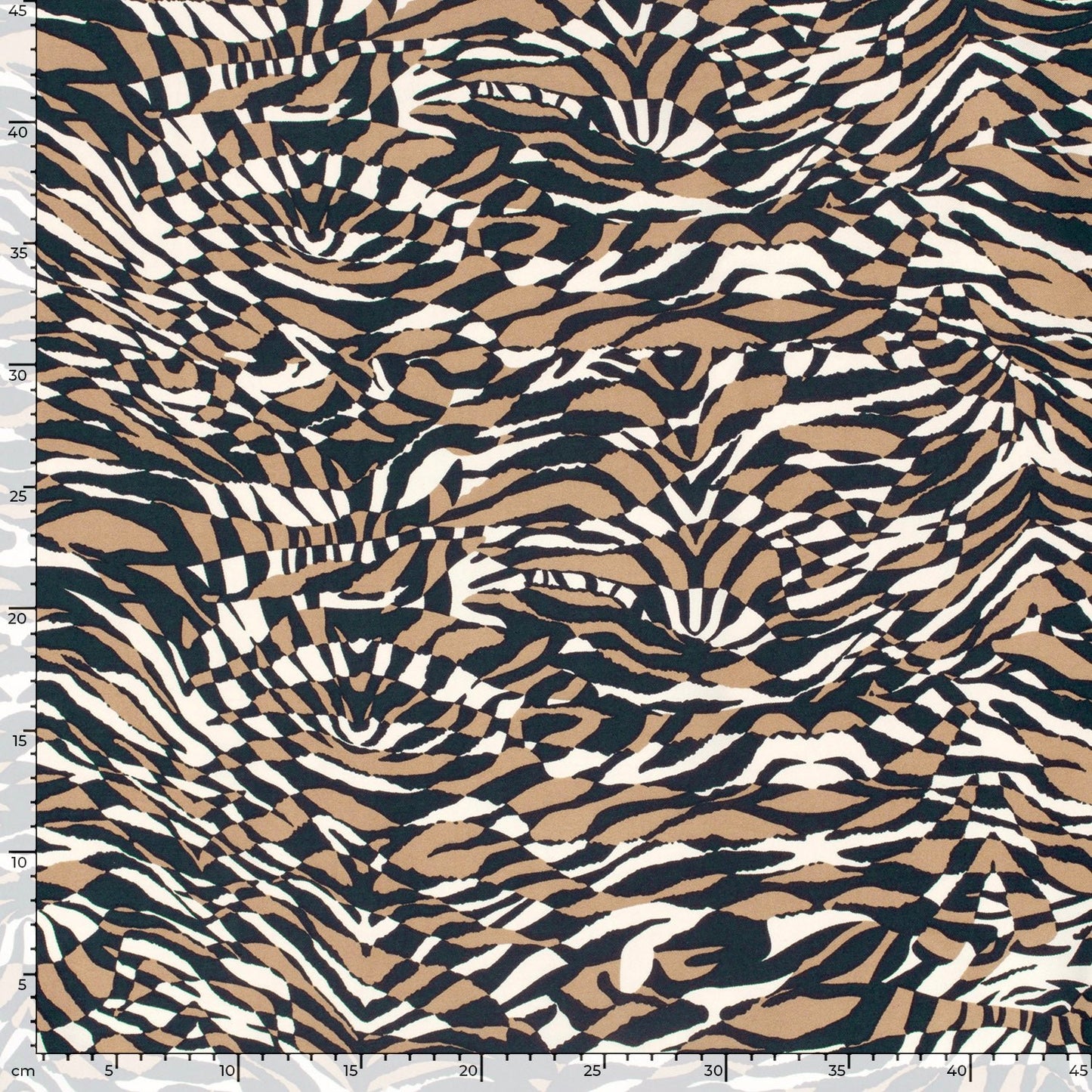Image of viscose fabric - brown zebra pattern 125 g/m² – available at Charlotte's Fabrics