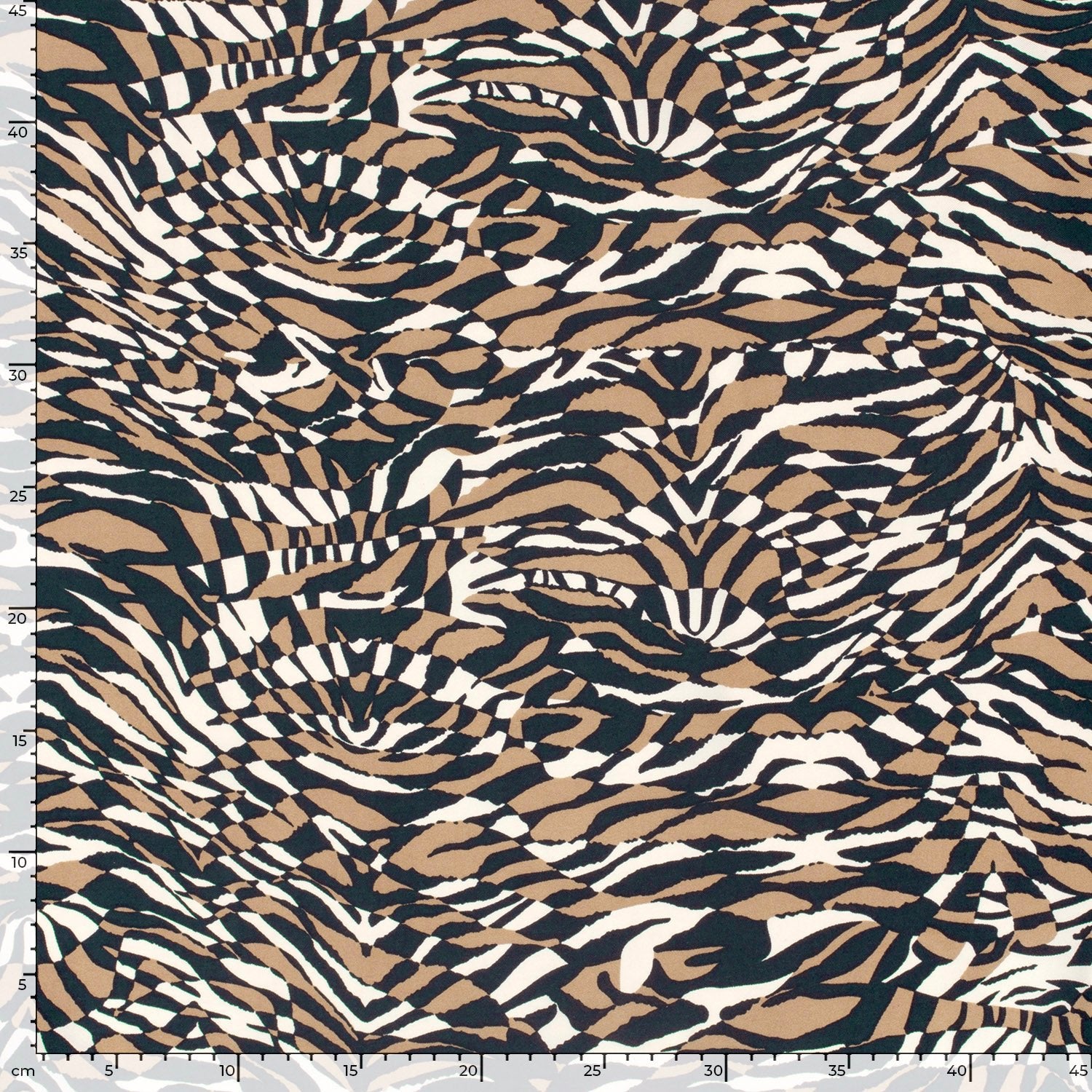 Image of viscose fabric - brown zebra pattern 125 g/m² – available at Charlotte's Fabrics