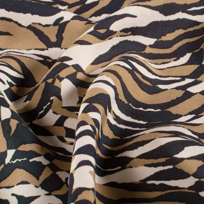 Image of viscose fabric - brown zebra pattern 125 g/m² – available at Charlotte's Fabrics