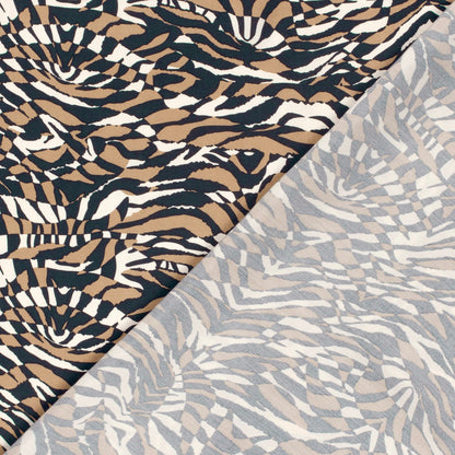 Image of viscose fabric - brown zebra pattern 125 g/m² – available at Šarlotes audumi