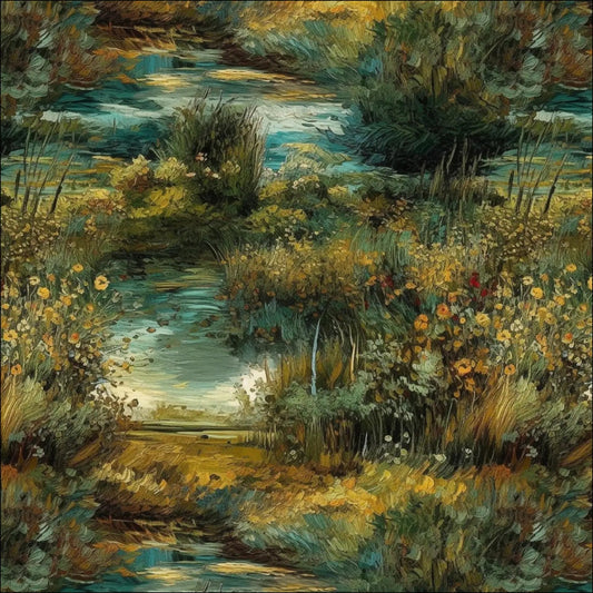Image of viscose gabardine fabric - landscape, available online at Charlotte's Fabrics