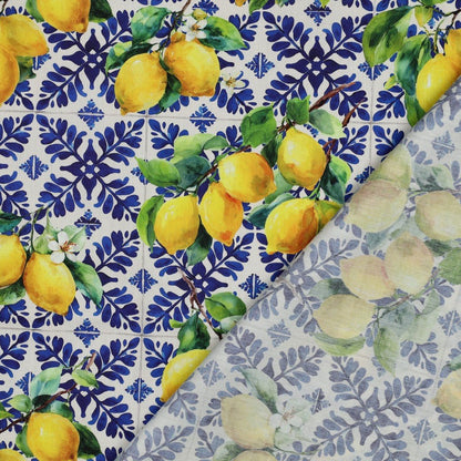Tissu en viscose et coton - citrons 110 g/m² – disponible chez Šarlotes audumi