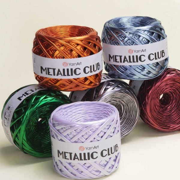 YarnArt Metallic Club – metallic ribbon yarn for crochet and crafts 180 g / 55 m – available online at Charlotte's Fabric