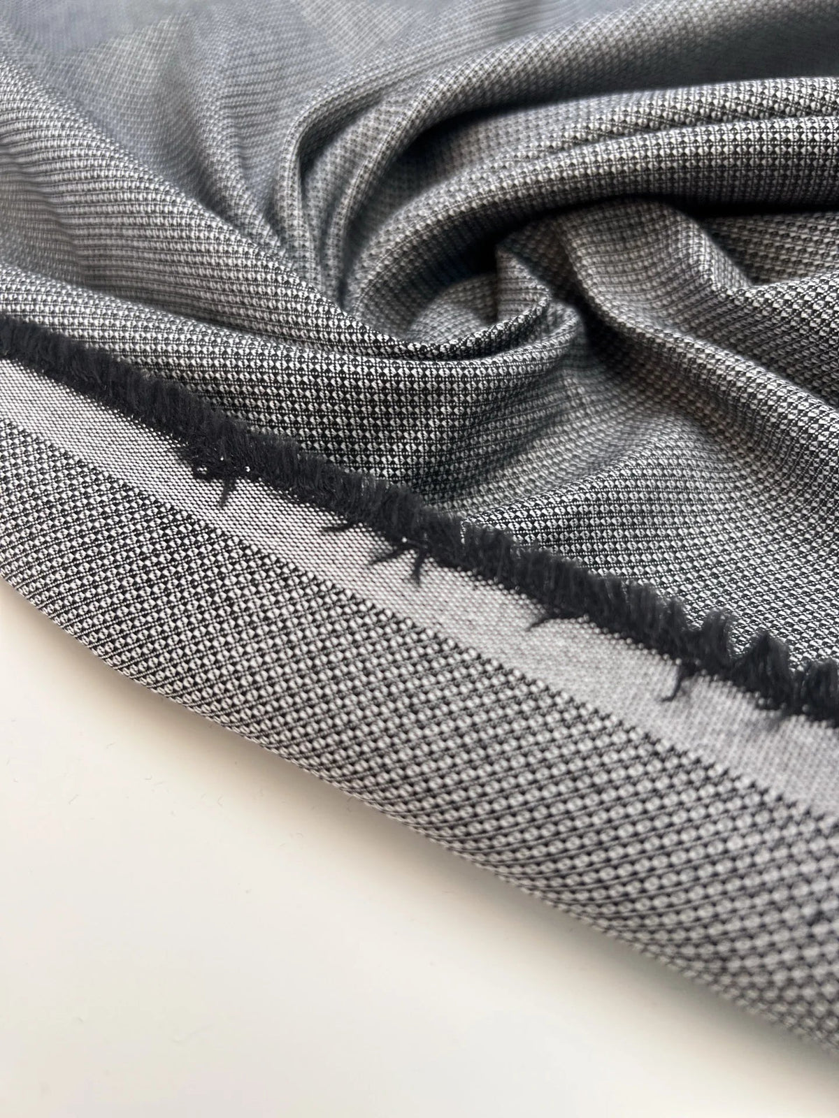 Image of jacquard cotton fabric with elastane in gray – Italy – available online at Šarlotes audumi
