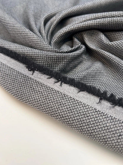 Image of jacquard cotton fabric with elastane in gray – Italy – available online at Šarlotes audumi