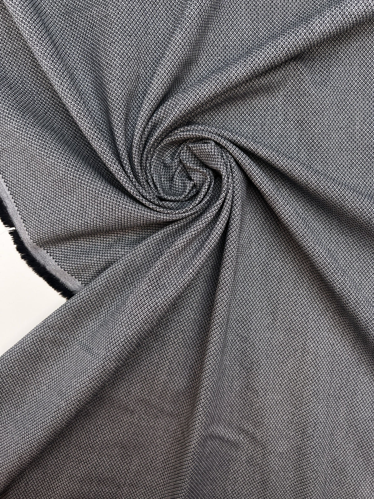 Image of gray jacquard cotton fabric with elastane – Italy – available online at Šarlotes Fabrics