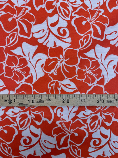 Jacquard de soie - motif floral rouge et beige 105 g/m²