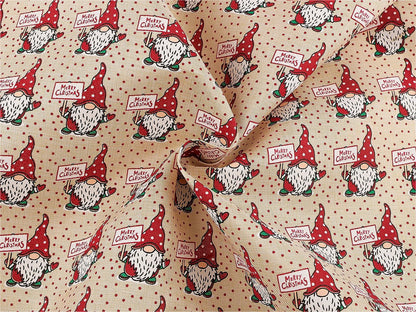 Image of Christmas decorative fabric with gnomes – available online at Charlotte's Fabrics