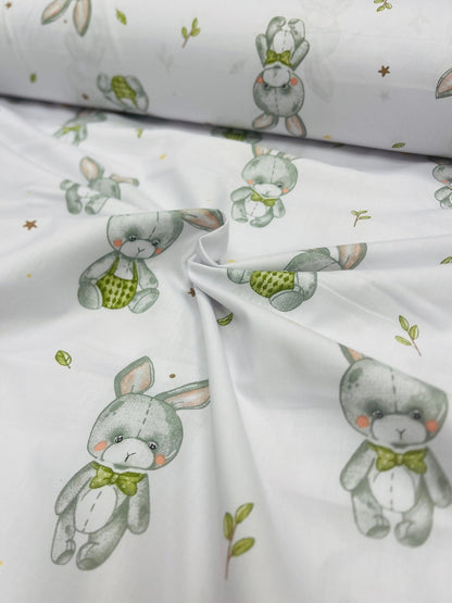 100% Cotton fabric - bunnies, long-eared 125 g/m²
