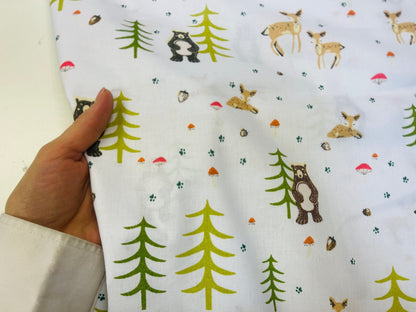 100% Cotton fabric-animals in fir trees 130 g/m²