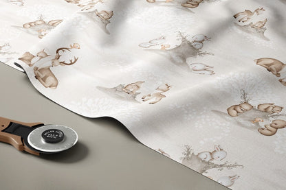 100 % tissu en coton – animaux au pied de la souche 125 g/m²