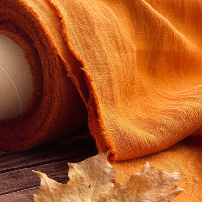 100% weichgemachtes Leinen in Karottenorange, 205 g/m²