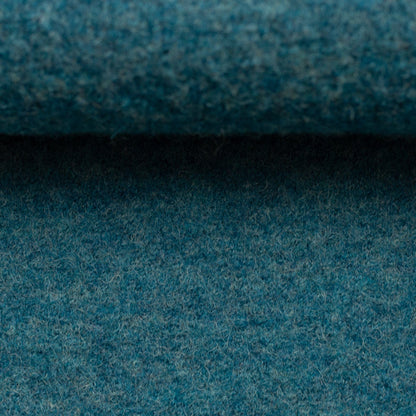 Tissu 100 % laine, chiné pétrole 385 g/m²