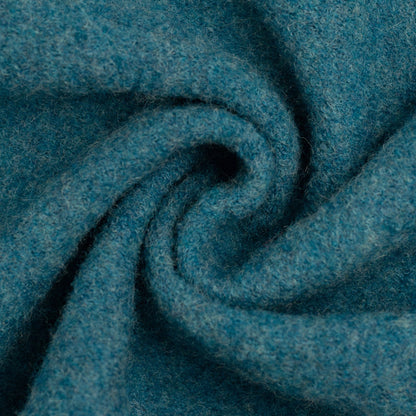 Tissu 100 % laine, chiné pétrole, 385 g/m²