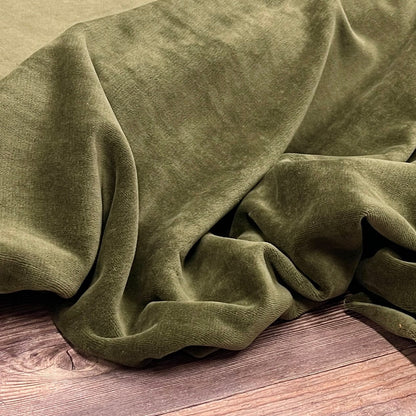 Velours de coton vert mousse 250 g/m²