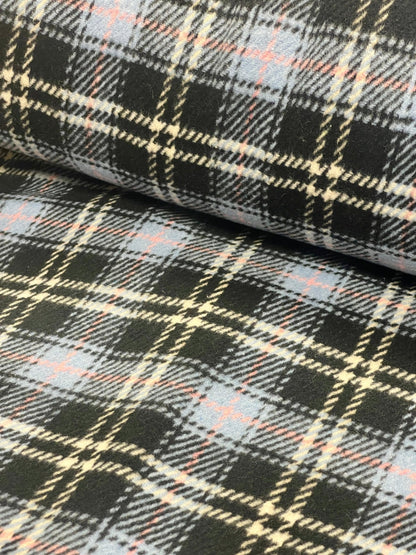 Mantelstoff, blau kariert, 410 g/m²