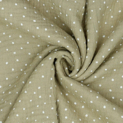 Pois en mousseline sur fond beige 125 g/m²