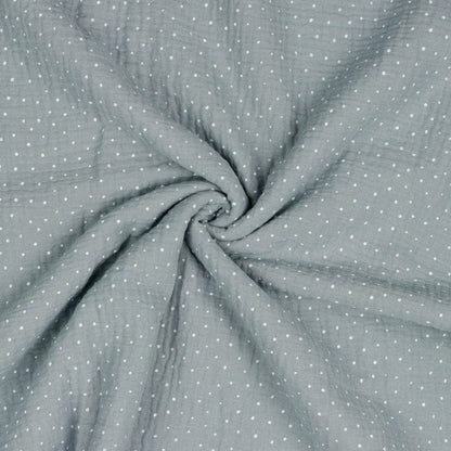 Pois en mousseline sur fond gris 125 g/m²