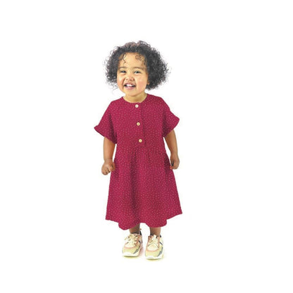 Muslin polka dots on a red background 125 g/m²