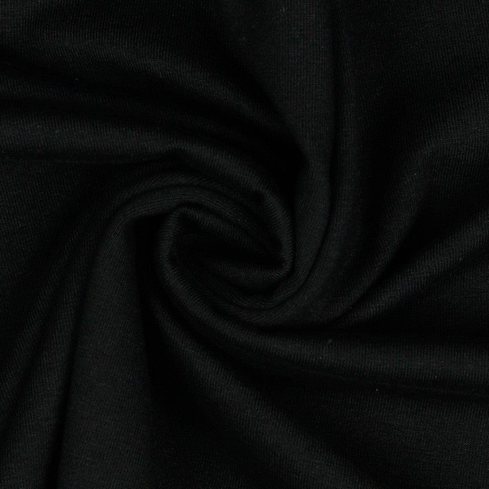 Jersey de coton fin noir 215 g/m²