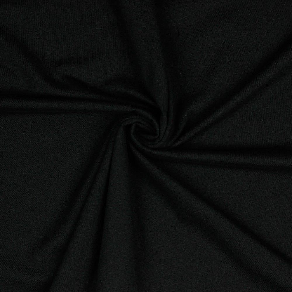 Jersey fin en coton noir 215 g/m²