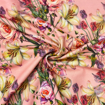 thin cotton jersey - roses and lilies 220 g/m²