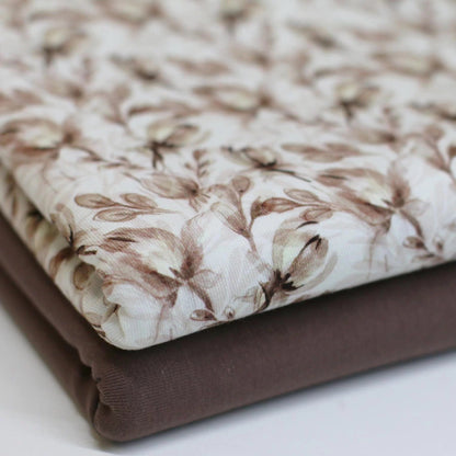 Lightweight cotton jersey - flower buds 220 g/m²